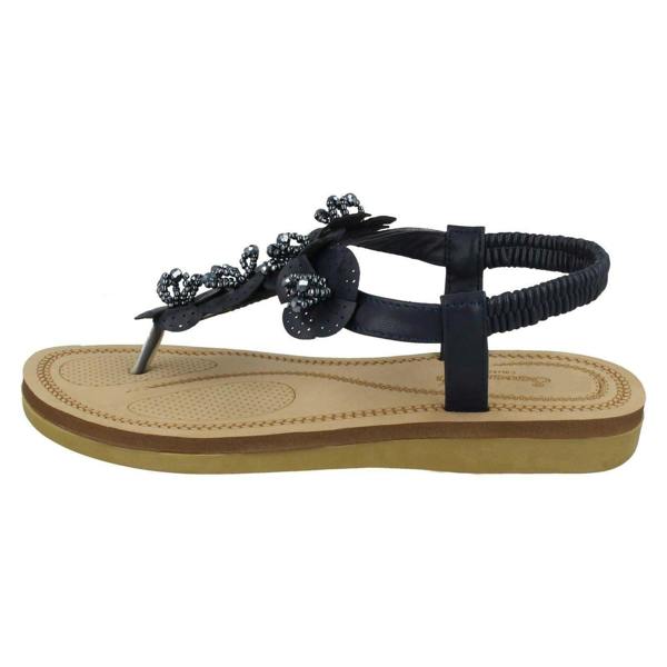 Savannah Ladies Savannah Beaded Flower Trim Sandals