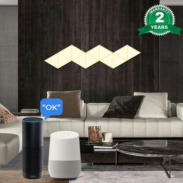 ENER-J Smart WiFi RGBW Triangle LED Wall Light Panels, Modular DIY Design, Voice & App Control, Music Sync, USB Powered - 6 Pack