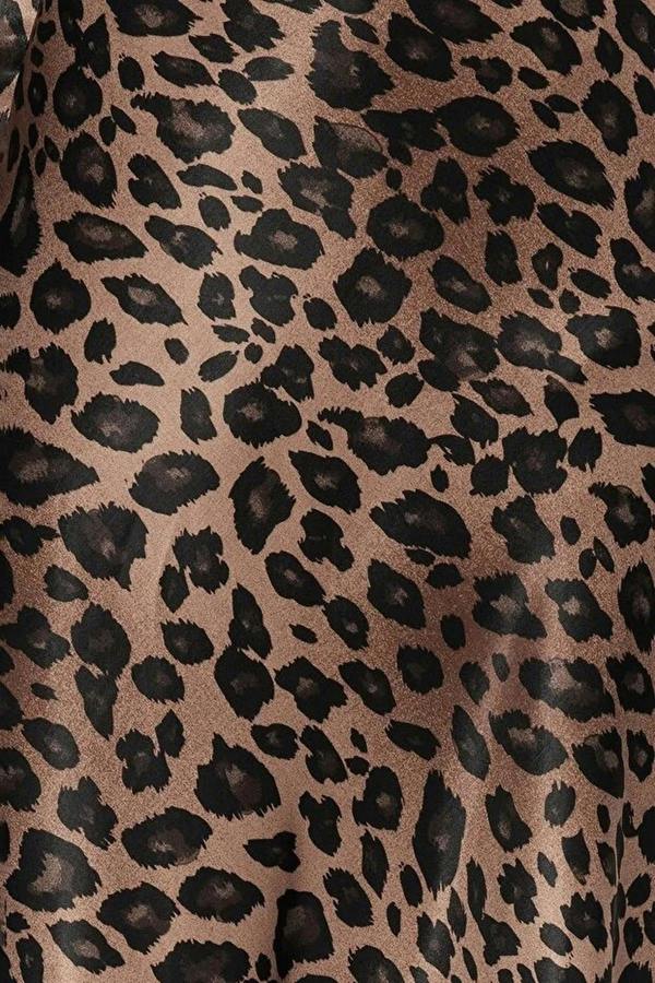 WOVCOR Premium Animal Patterned Satin Midi Woven Skirt