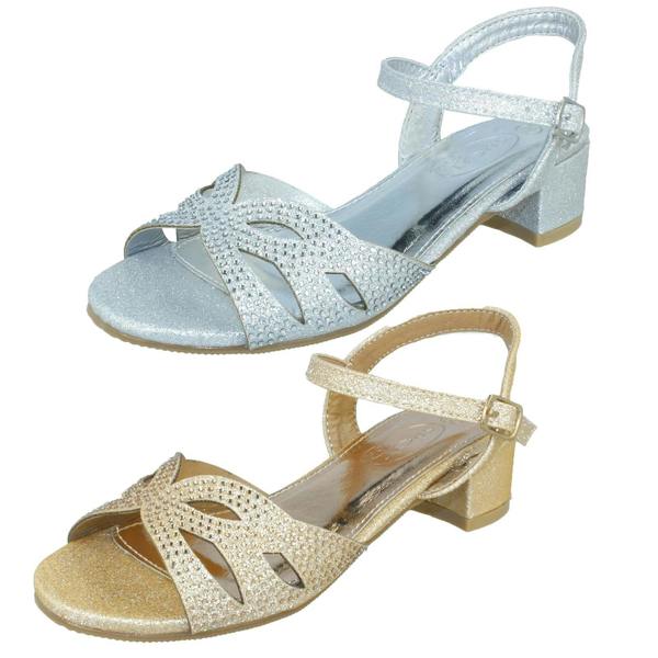 Spot On Girls Spot On Mid Heel Glitter Sandals H1111