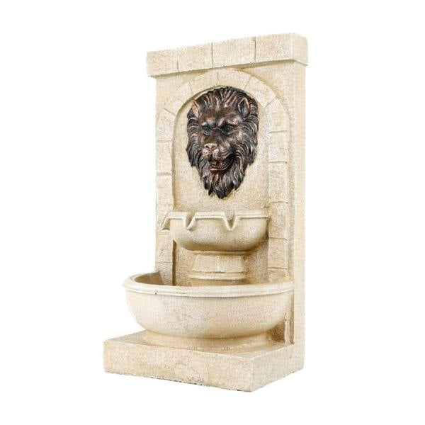 Gardenwize Lion Head Solar Wall Fountain with Battery Backup