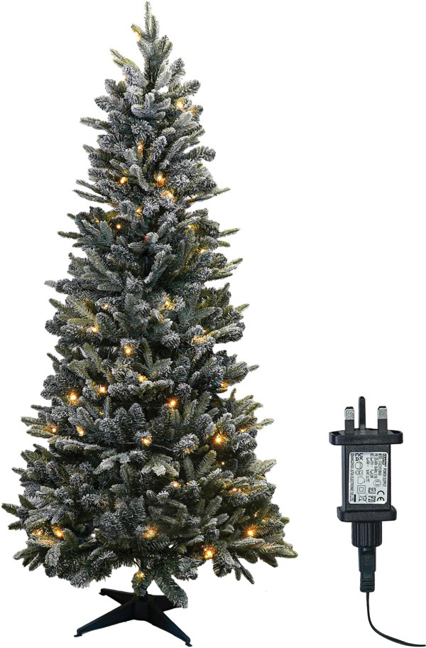 Xmas Haus 2.1m Pre-Lit 150Warm White Pop Up Frosty Pine Xmas Tree
