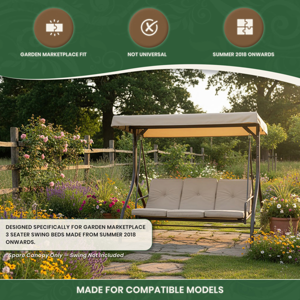 Spare Roof Canopy for 3 Seater Swing Seat Hammock Bed (Swing Seat Not Included)