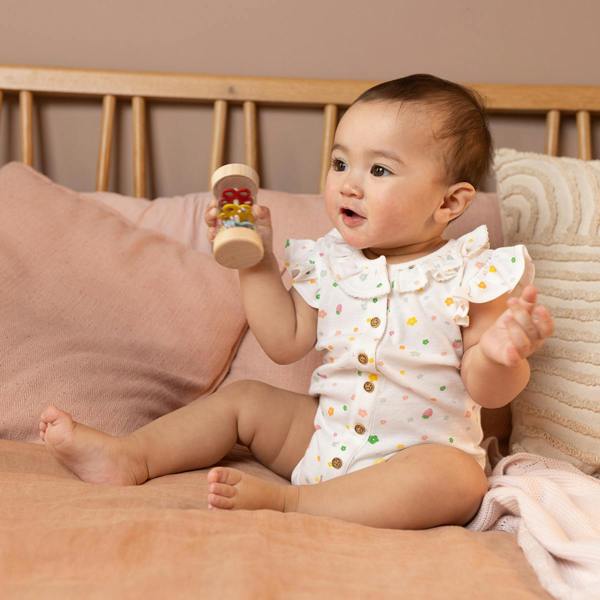 Mini Cuddles Baby Girls Floral Printed Bodysuit, White