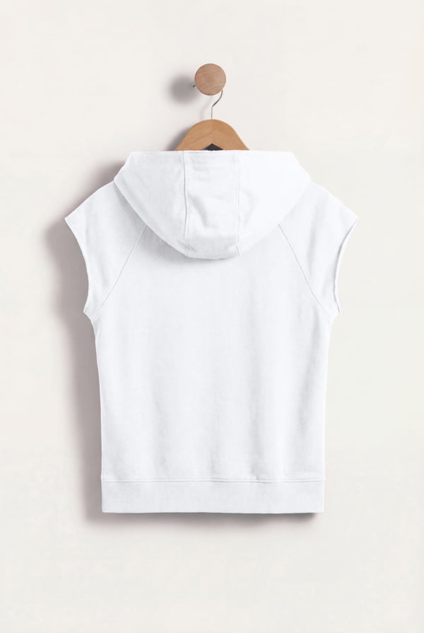 ENORSIA Sleeveless Raw Edge Hoodie
