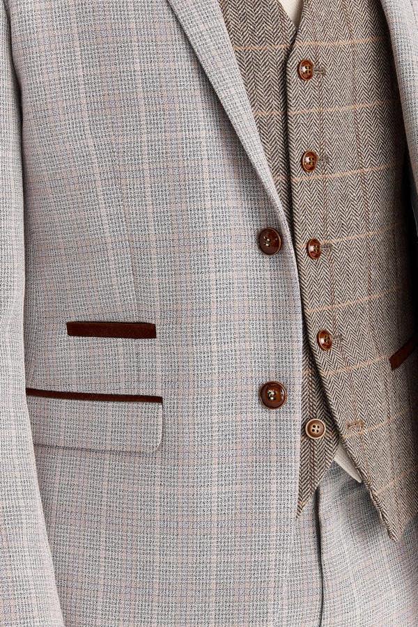 Paul Andrew Leo Beige Suit with Harris Brown Tweed Waistcoat