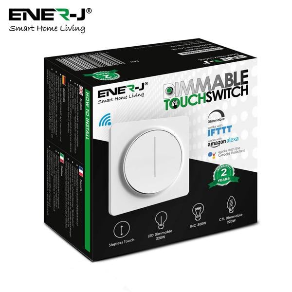 ENER-J Smart Wi-Fi Dimmable Switch 1 Gang, Smart Dimmable Switch For Led Lights, Compatible With Alexa For Dimming Lights & Bulbs, White