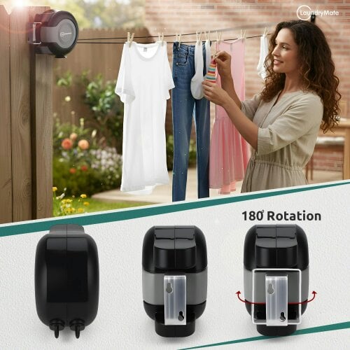 Laundry Mate Retractable Washing Line with 30M Drying Space – Twin Pull-Out Clothes Line for Indoor & Outdoor Use