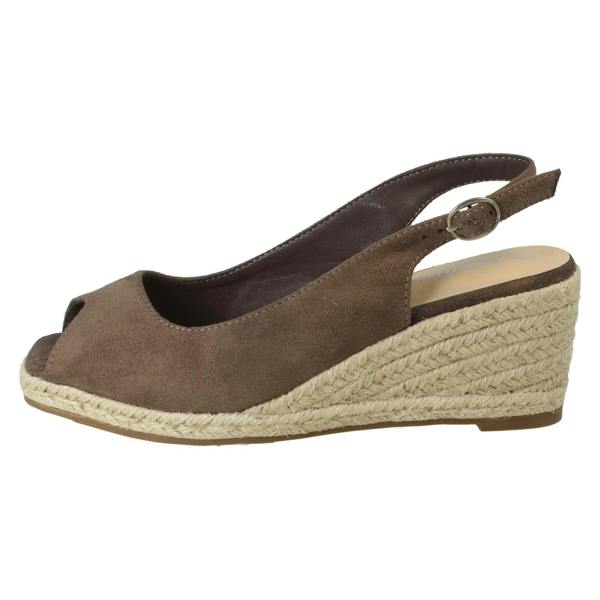 Anne Michelle Ladies Anne Michelle Microfibre Wedge Heel Squared Toe Sandals F2306
