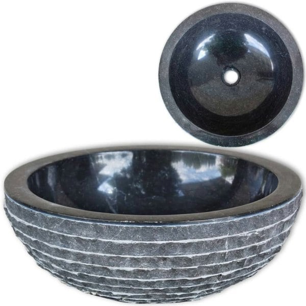 Berkfield Basin Marble 40 cm Black