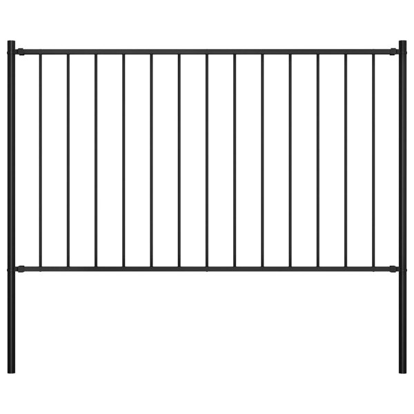 Berkfield Fence Panel with Posts Powder-coated Steel 1.7x1.25 m Black