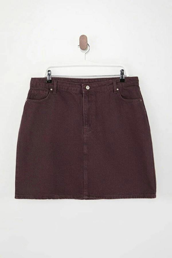 WOVCOR High Waist 100% Cotton A-Shape Denim Skirt