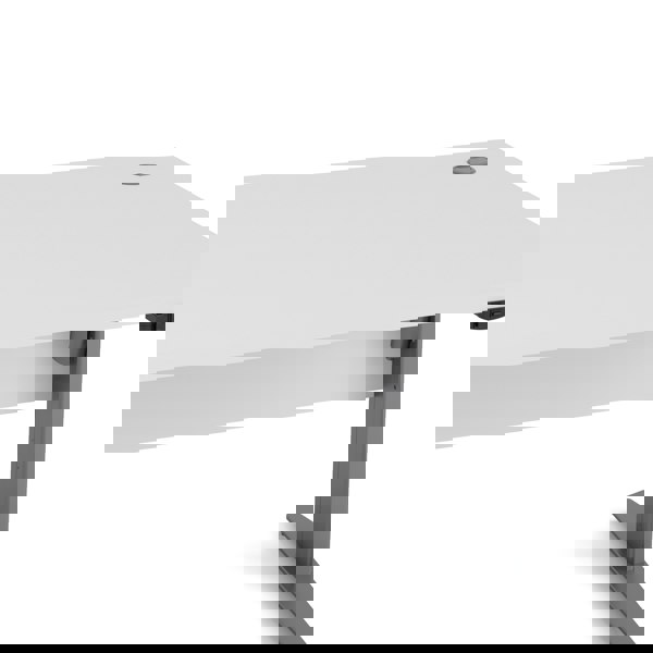 Furniture To Go Prima Desk 150 cm in White with Height adjustable legs with electric control in Silver grey steel