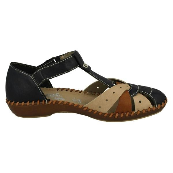 Rieker Ladies Rieker T-Bar Cut Out Detailed Antistress Shoes M1655