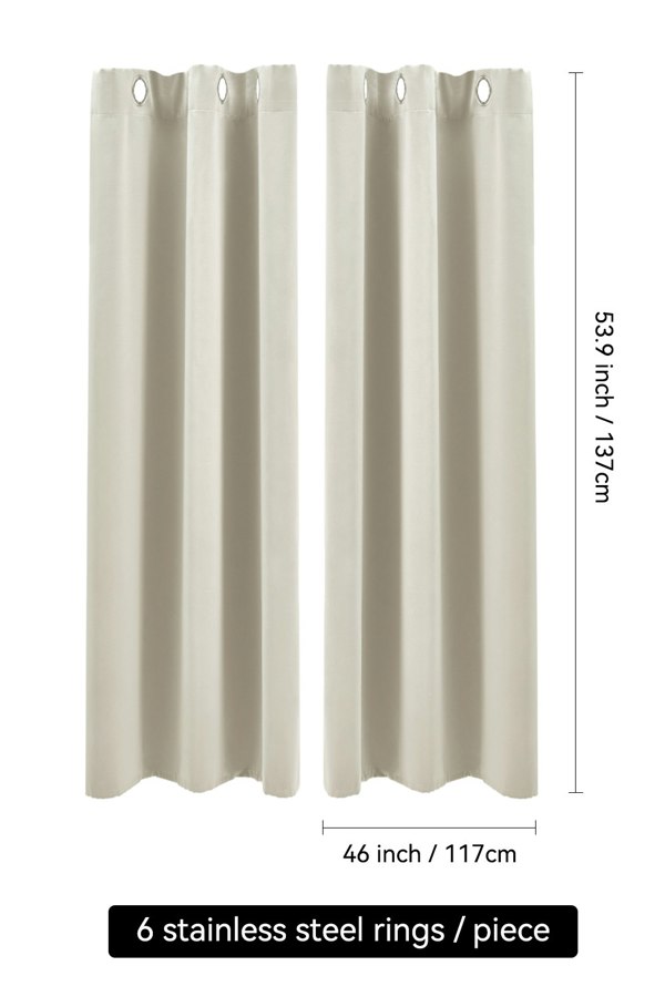 Living and Home 2 Panels Beige Blackout Curtains Polyester Drop Eyelet Curtains for Bedroom and Living Room, 117cm W x 137cm H