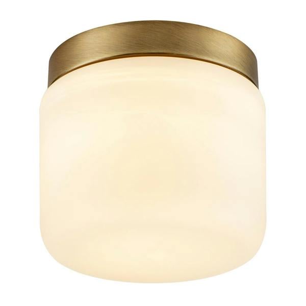Modern Bathroom LED Ceiling Light in Antique Brass with Glass Shade Image 4