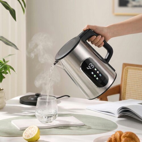 HOMCOM 3000W 1.5L Fast Boil Electric Kettle with LED Touch Control, Silver