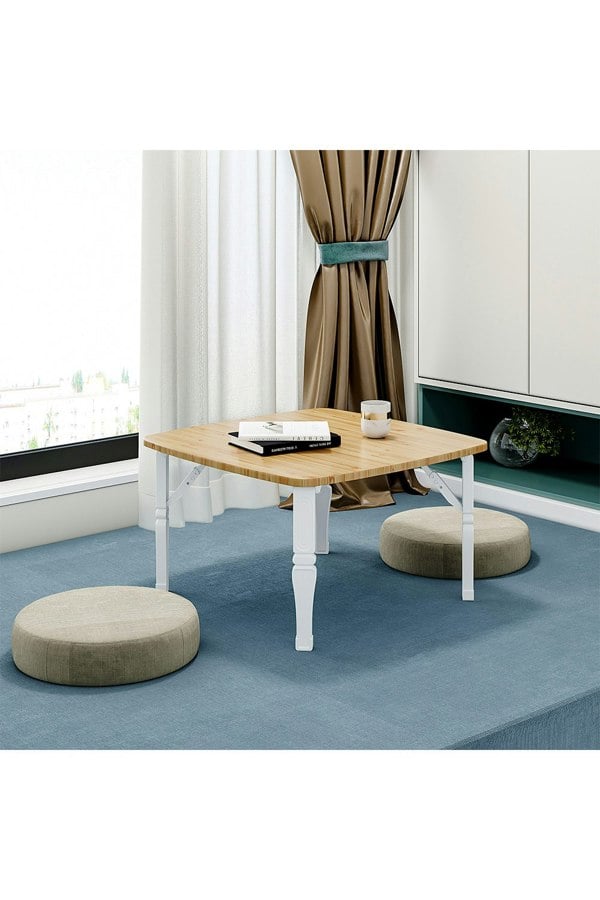 Living and Home Square 60cm Wooden Folding Coffee Table Natural