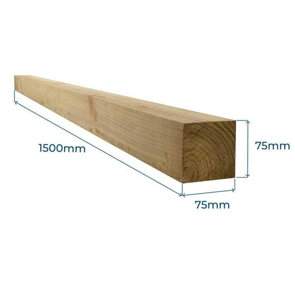 Snowdon Timber Treated 3x3" Fence Post (W) 75mm (H) 1.5m