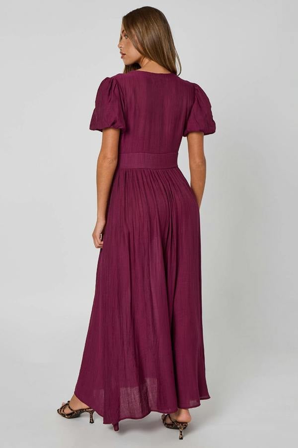 Urban Bliss Burgundy Button Front Maxi Dress