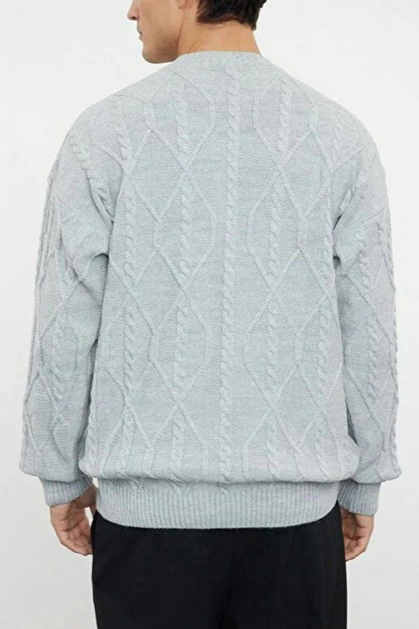 WOVCOR Crew Neck Hair Knit Men's Sweater