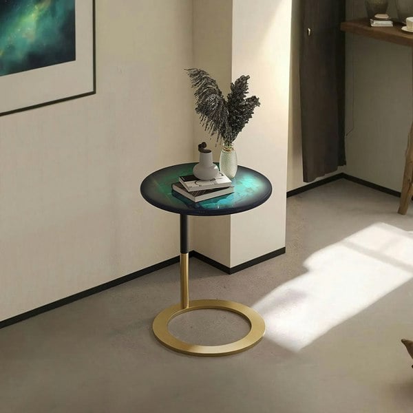 Pearce Side Table, Stainless Steel & Ceramic Stone-Rit Concept-Rit Concept