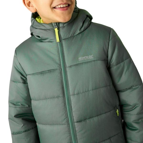 Regatta Childrens/Kids Lofthouse Plain Padded Jacket - Dark Forest Green/Wild Lime - 