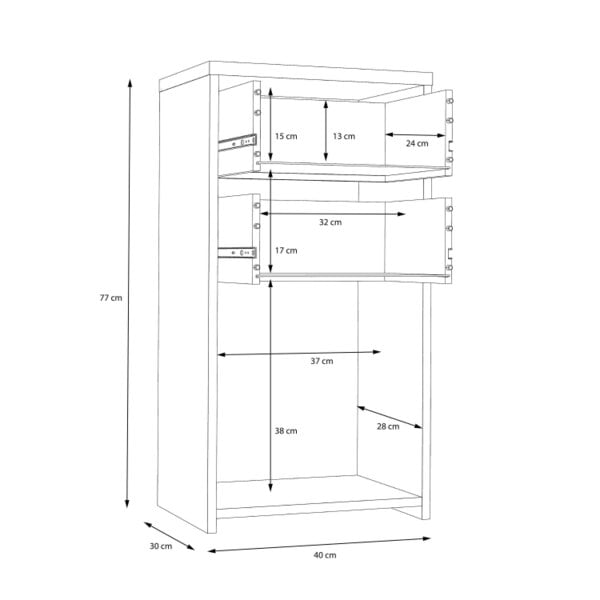 Wyld Haus Willowmere Vintaeg Wood Chest Storage Cabinet 2 Drawers 1 Door