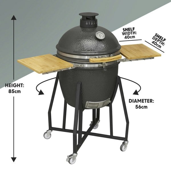 56cm Ceramic Kamado Egg BBQ Grill & Smoker - Charcoal & Wood Fired Garden Cooker - LoopsDirect