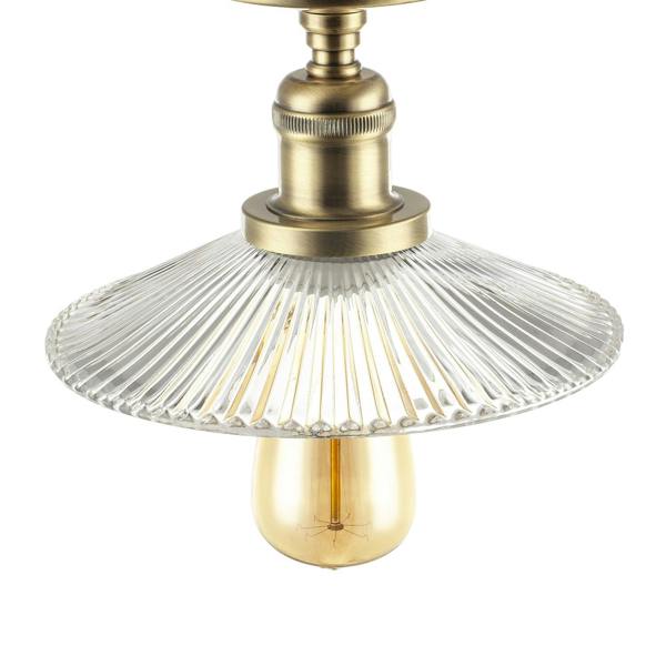 Vintage Design Antique Brass Ceiling Light with Fluted Clear Glass Image 5