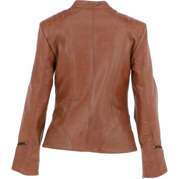 Ashwood Veg Tanned Biker Jacket With Double Button Mandarin Collar: AWL-101