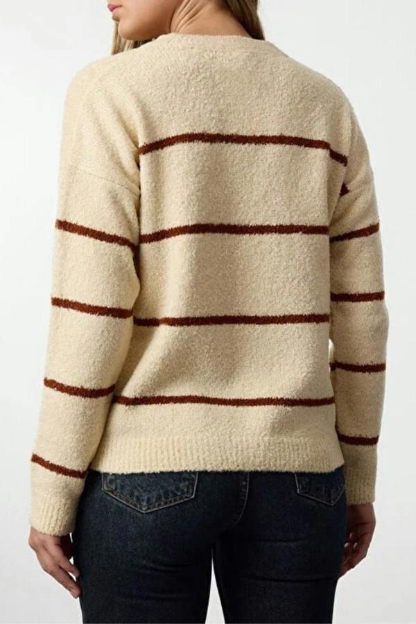 WOVCOR Striped Soft Textured Knit Sweater