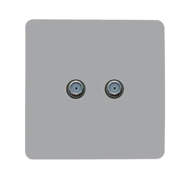 Trendi Switch 2 Gang Male F-Type Satellite Television Socket in Platinum Silver