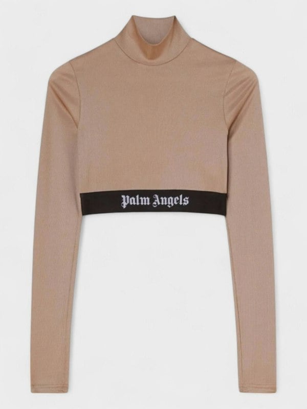 Palm Angels Logo Tape Skin Tee Camel Brown Wmns - Supplied FashionPalm Angels