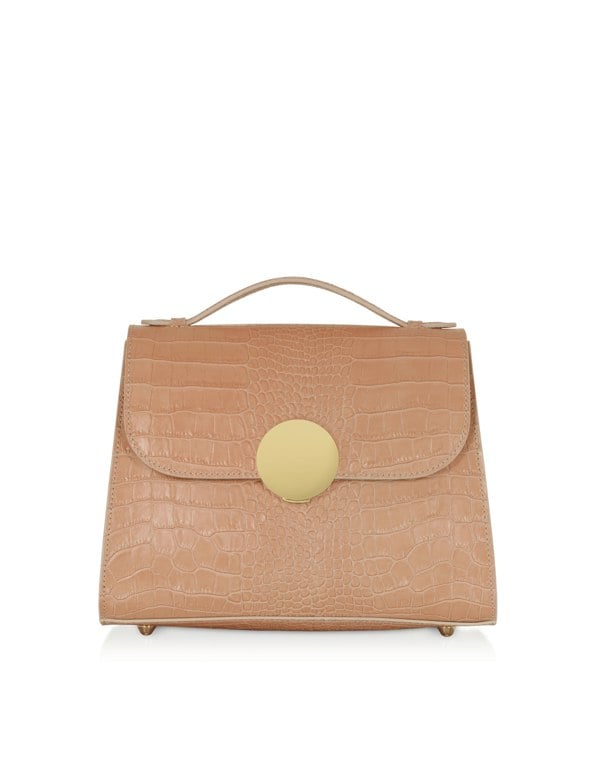 Le Parmentier Bombo Croco Top-Handle Satchel Bag - Nude