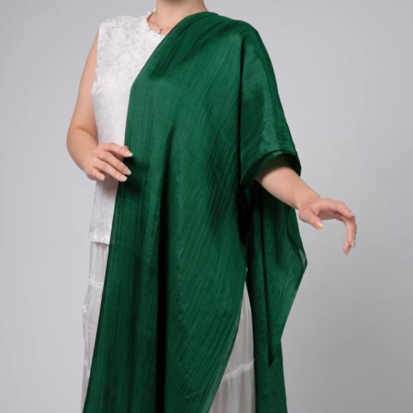 Forest Green Silk Scarf – Hand-Dyed Mulberry Silk, Eid & Evening Wrap