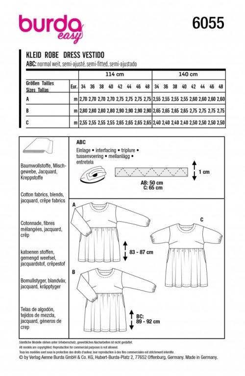 Burda Sewing Pattern 6055 Dresses For Women, 8-22 (34-48) - Easy