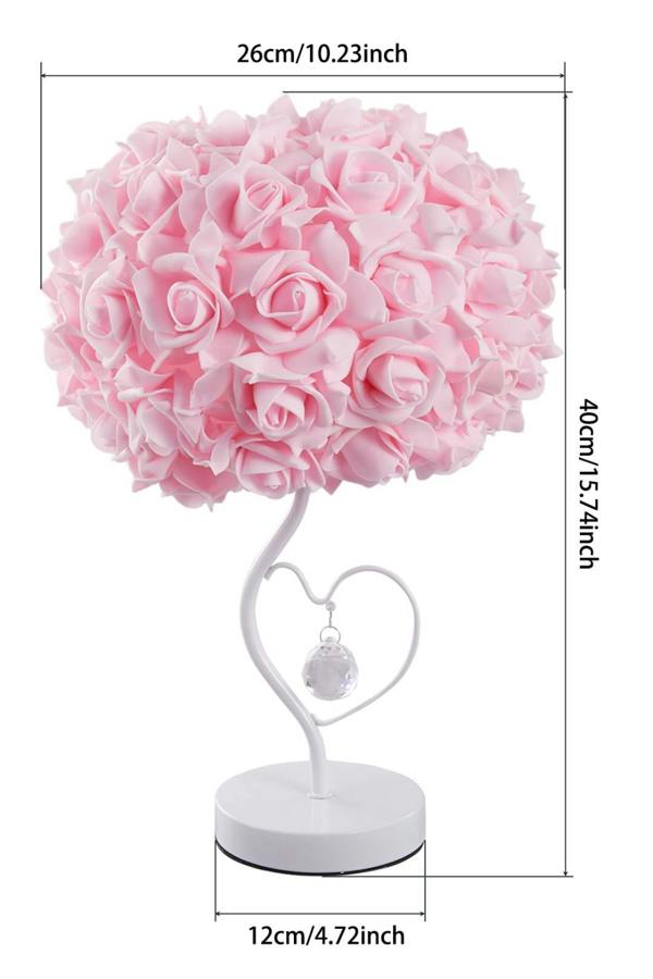 Living and Home Rose Flower Table Lamp Bedside Atmosphere Light Home Fixture Decoration