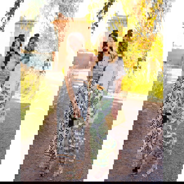 Blue Vanilla Print Strapless Bandeau Shirred Jumpsuit