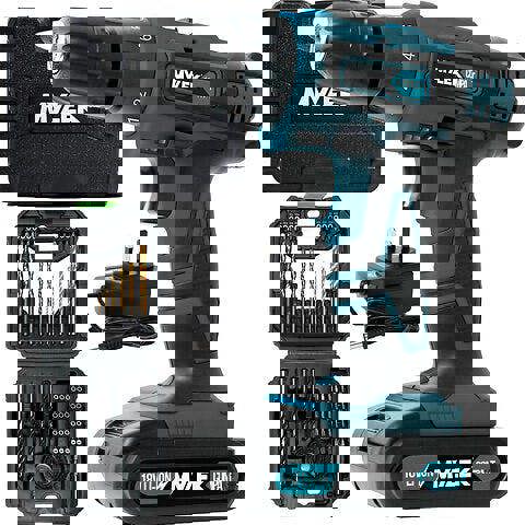 MYLEK BMC Cordless Drill with MYLEK 4ORCE 56 Piece Accessory Kit