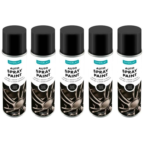 Overlay 5X Overlay Satin Black Auto Professional Spray Paint 250ml