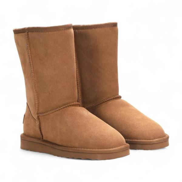 Infinity Leather Women's Genuine Sheepskin Chestnut Suede Slip-On Ankle Winter Boots - Dusk