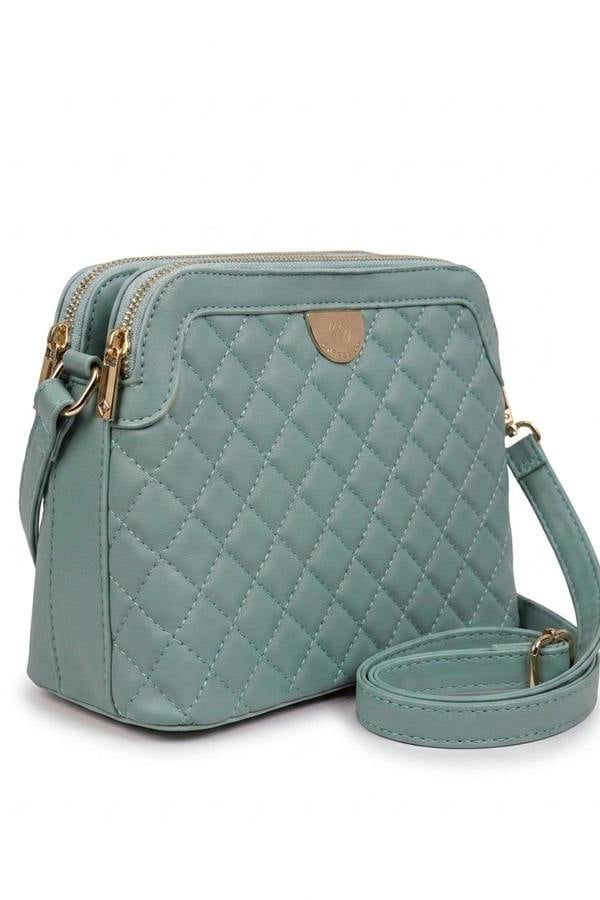 Constance Quilted Frame Crossbody Bag - Green