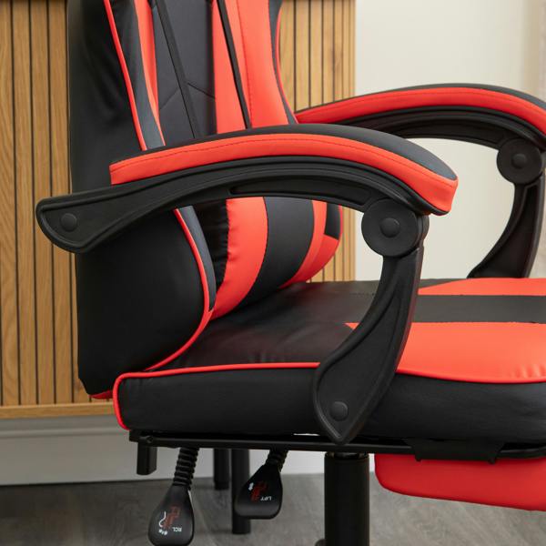 Samuel Alexander Ergonomic Gaming Chair with Footrest and Removable Pillows in Red