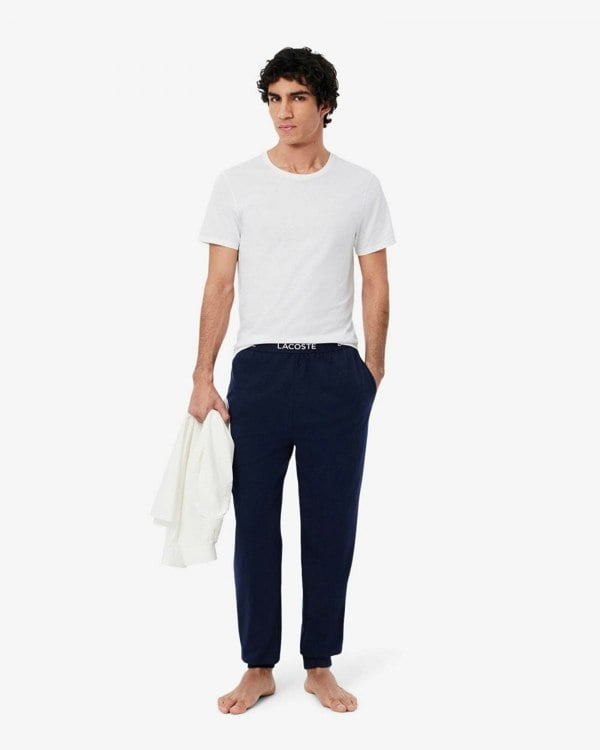 Lacoste Mens 3-Pack Plain Mens T-Shirts - White/Silver Chine-Black BXY