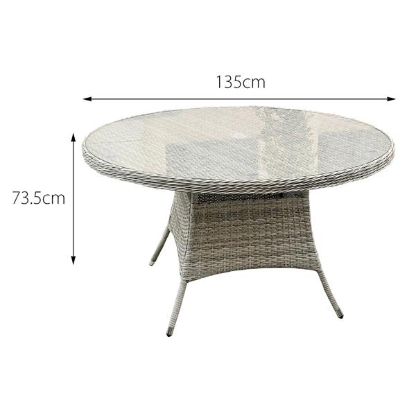 hampton rattan 6 seat dining set in dove grey with light grey cushions