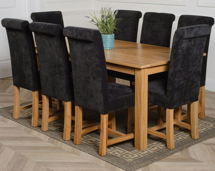 That's Furniture Oslo 180 x 90cm Large Oak Dining Set with Washington Fabric Chairs