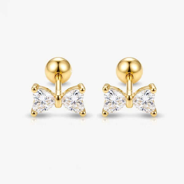 MUCHV Dainty Bow Earrings - Screw Back