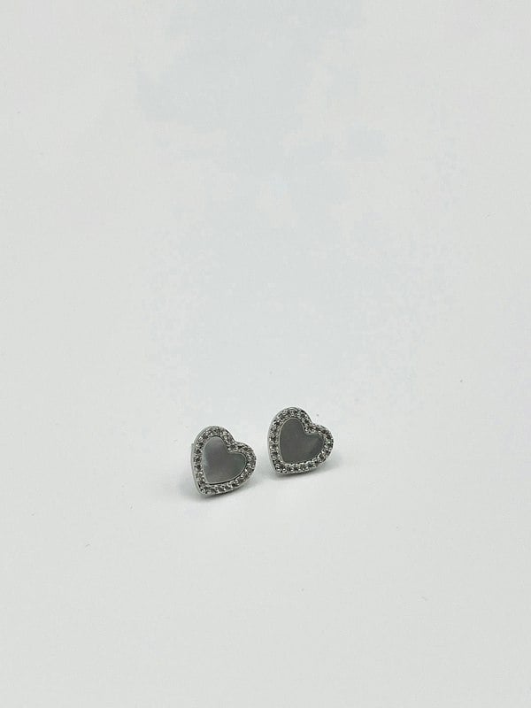 SVNX Moonstone Heart Necklace & Earrings Set in Silver Colour - Gift Boxed