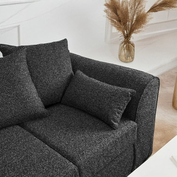 Furnishings For Less Paris Boucle Charcoal 5 Seater L Shaped Corner Sofa